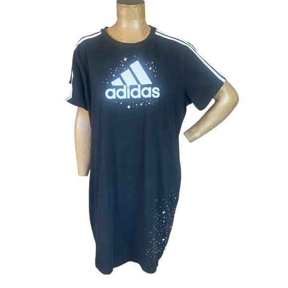 Adidas Celestial T-Shirt Dress Relaxed Fit Oversize XL Black #131T - Picture 3 of 9